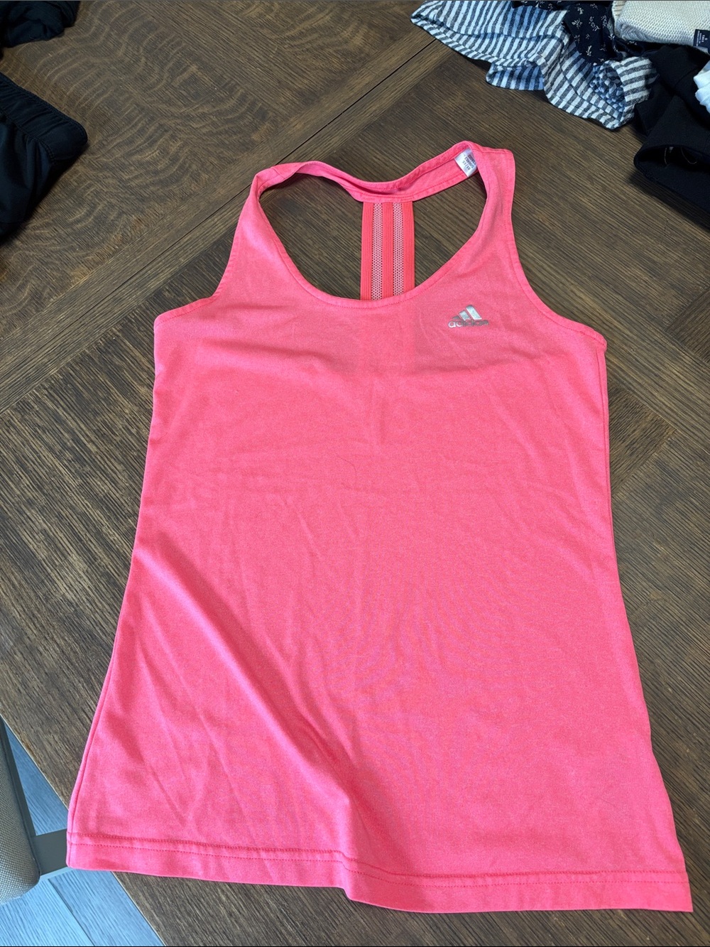 adidas Pink Racerback Training Tank with Stripe Detail